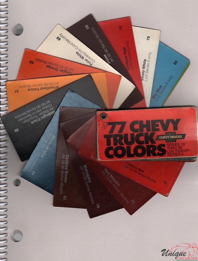 1977 GM Chevy Truck And Commercial Paint Charts Corporate 2